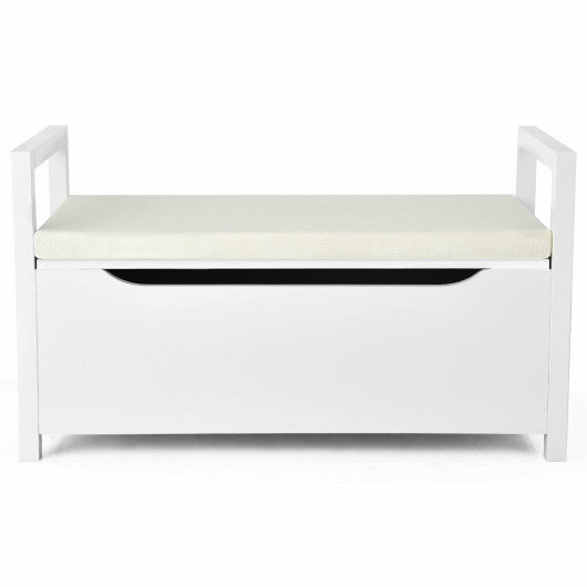 34.5 —15.5 —19.5 Inch Shoe Storage Bench with Cushion Seat for Entryway-White Online Sale