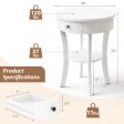 2-Tier Wood Round End Table with Open Drawer-White For Cheap