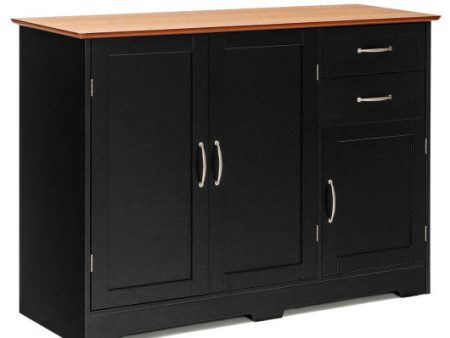 Buffet Storage Cabinet with 2-Door Cabinet and 2 Drawers-Black Online