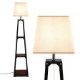 Trapezoidal Designed Floor Lamp with 3 Tiered Storage Shelf-Brown Online Sale