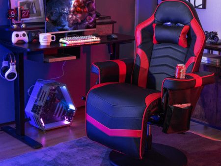 Massage Video Gaming Recliner Chair with Adjustable Height-Red Fashion