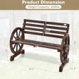 2-Person Outdoor Wooden Wagon Wheel Garden Bench-Brown Online Hot Sale