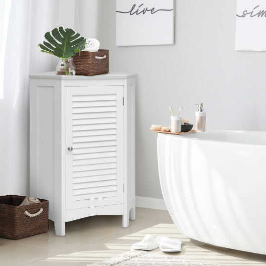 Corner Storage Cabinet Free Standing Bathroom Cabinet with Shutter Door Discount