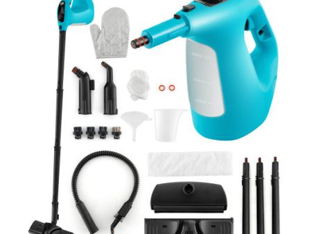 1400W Handheld Steam Cleaner with 14-Piece Accessory Kit and Child Lock-Blue For Sale