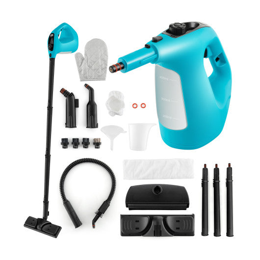 1400W Handheld Steam Cleaner with 14-Piece Accessory Kit and Child Lock-Blue For Sale