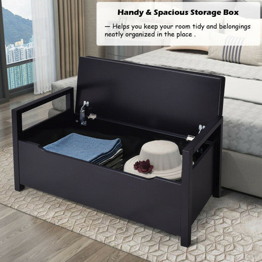 34.5 —15.5 —19.5 Inch Shoe Storage Bench with Cushion Seat for Entryway-Black Sale