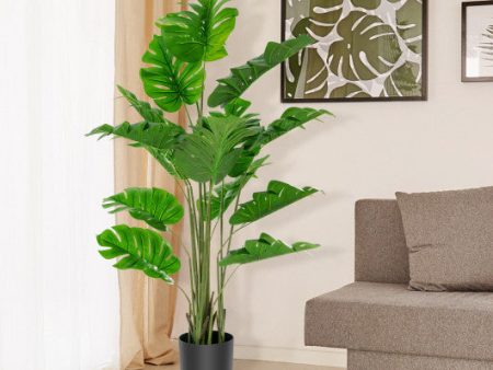 5 Feet Artificial Tree Faux Monstera Deliciosa Plant for Home Indoor and Outdoor Discount