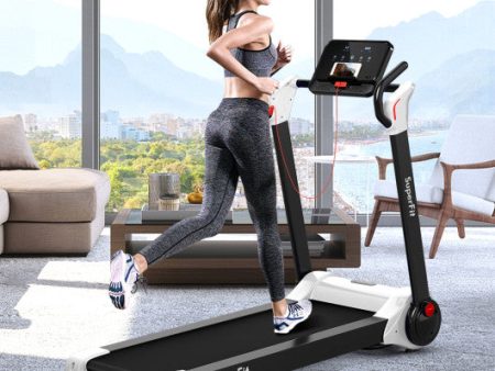 2.25 HP Electric Motorized Folding Running Treadmill Machine with LED Display-White Cheap