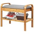 Shoe Rack Bench Bamboo with Storage Shelf -Natural Discount