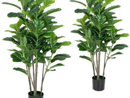 51 Inch 2-Pack Artificial Fiddle Leaf Fig Tree for Indoor and Outdoor For Sale