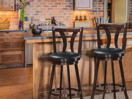 Set of 2 Swivel Bar Stools 29.5 Inch Bar Height Chairs with Rubber Wood Legs-29.5 Inch Online