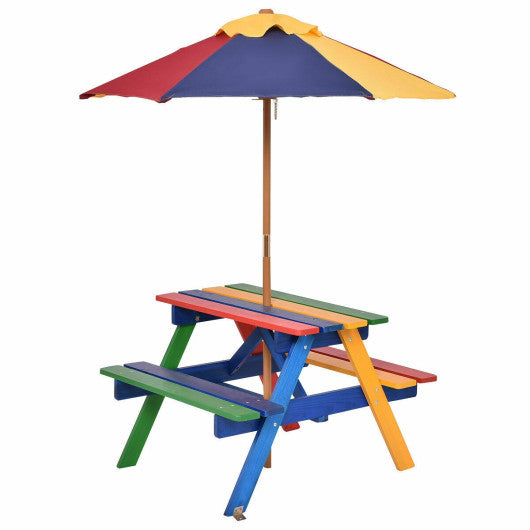 4 Seat Kids Picnic Table with Umbrella Sale