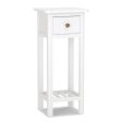 2 Tier Slim Nightstand Bedside Table with Drawer Shelf-White Online