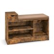 Entryway Storage Shoe Bench with 1 Storage Drawer and 3 Open Compartments-Rustic Brown For Cheap