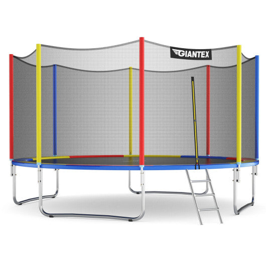 14 Feet Trampoline with Safety Enclosure Net and Ladder Outdoor for Kids Adults Supply