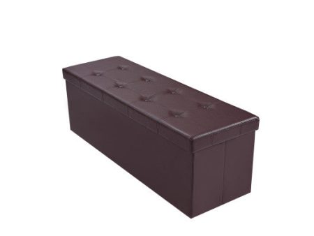 45 Inches Large Folding Ottoman Storage Seat - Brown Sale