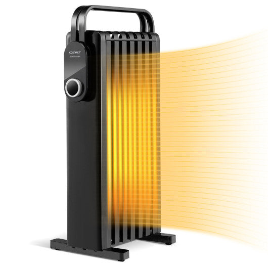 1500W Electric Space Heater Oil Filled Radiator Heater with Foldable Rack-Black For Discount