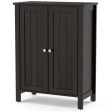 2-Door Bathroom Floor Storage Cabinet Space Saver Organizer-Brown Fashion