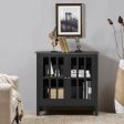 Glass Door Sideboard Console Storage Buffet Cabinet-Black For Sale