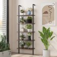 5 Tier Ladder Shelf Wall-Mounted Bookcase with Steel Frame-Brown Supply