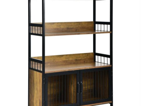 3-Tier Baker s Rack with Storage Cabinet-Rustic Brown Online now