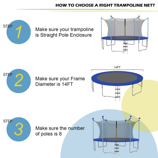 14Ft Replacement Weather-Resistant Trampoline Safety Enclosure Net Online now