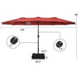 15 Feet Double-Sided Twin Patio Umbrella with Crank and Base-Red Cheap