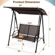 2-Seat Outdoor Canopy Swing with Comfortable Fabric Seat and Heavy-duty Metal Frame-Brown Fashion