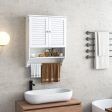 2-Doors Bathroom Wall-Mounted Medicine Cabinet with Towel Bar-White For Sale