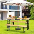 66.5 Inch Outdoor Wood Folding Picnic Table with Adjustable Heights Cheap