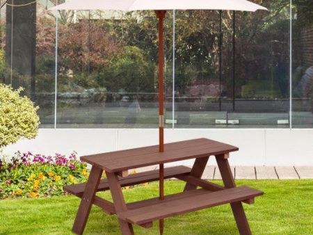 Outdoor 4-Seat Kid s Picnic Table Bench with Umbrella Online