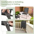 2 Pieces Patio Folding Chairs with Armrests for Deck Garden Yard-Black & Gray on Sale