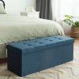 Fabric Folding Storage with Divider Bed End Bench-Navy Discount