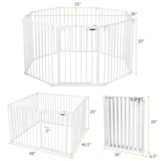 Adjustable  Panel Baby Safe Metal Gate Play Yard-White Discount