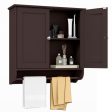 Wall Mounted Bathroom Storage Medicine Cabinet with Towel Bar-Brown Online Sale