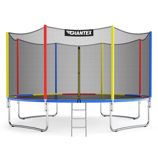 14 Feet Trampoline with Safety Enclosure Net and Ladder Outdoor for Kids Adults Supply