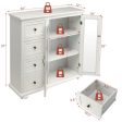 Buffet Sideboard Table Kitchen Storage Cabinet with Drawers and Doors-White Hot on Sale