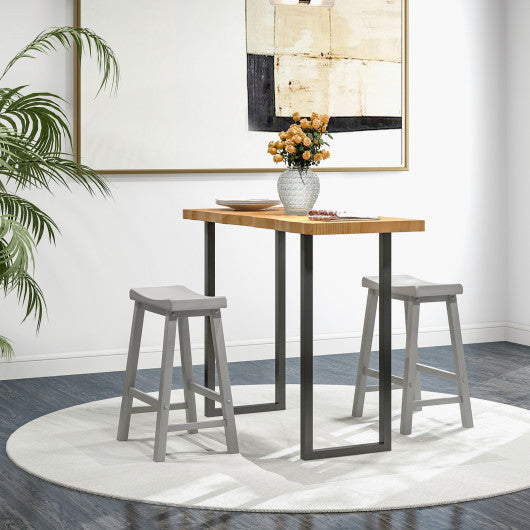 Set of 2 24 Inch Counter Height Stools with Solid Wood Legs-Gray on Sale