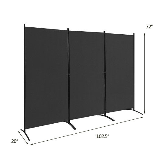 3-Panel Room Divider Folding Privacy Partition Screen for Office Room-Black Hot on Sale