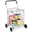 Portable Folding Shopping Cart Utility for Grocery Laundry-Silver Cheap