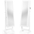 Jewelry Cabinet Stand Mirror Armoire with Large Storage Box-White Online now