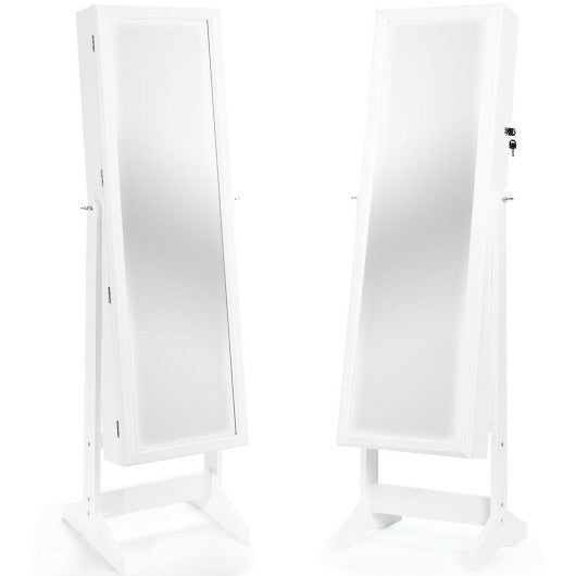 Jewelry Cabinet Stand Mirror Armoire with Large Storage Box-White Online now