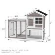 2-Story Wooden Rabbit Hutch with Running Area-Gray Cheap