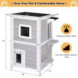 2-Story Wooden Cat House with Escape Door Rainproof Online Sale