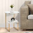 2-Tier Round End Beside Table with Metal Frame-White Online Hot Sale