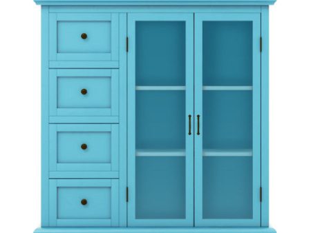 Buffet Sideboard Table Kitchen Storage Cabinet with Drawers and Doors-Blue For Discount