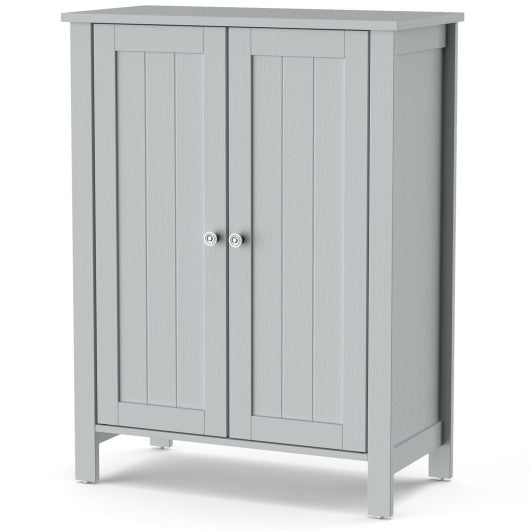 2-Door Bathroom Floor Storage Cabinet Space Saver Organizer-Gray Sale