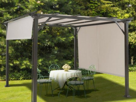 10 x 10 Feet Metal Frame Patio Furniture Shelter-Beige For Sale