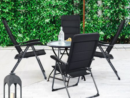 Set of 4 Patio Folding Chairs with Adjustable Backrest-Black Online