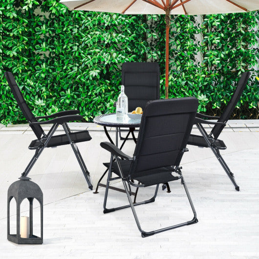 Set of 4 Patio Folding Chairs with Adjustable Backrest-Black Online